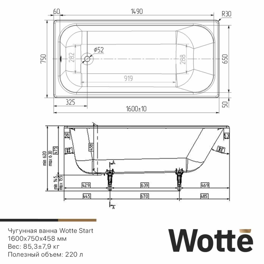 Wotte Start 160х75 фото 3